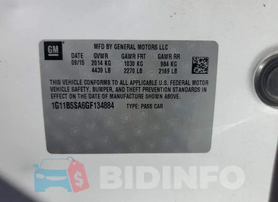1G11B5SA6GF134884 Photo# 12