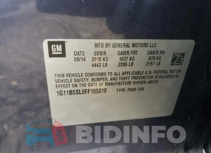 1G11B5SL0FF155018 Photo# 12