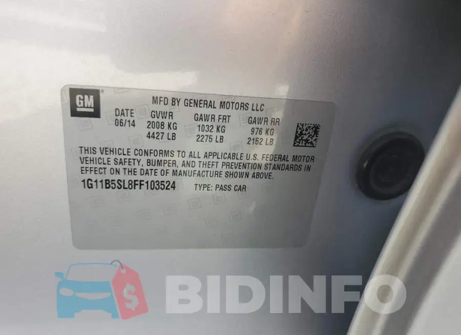 1G11B5SL8FF103524 Photo# 12