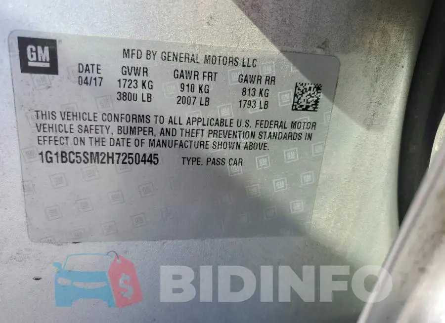 1G1BC5SM2H7250445 Photo# 12