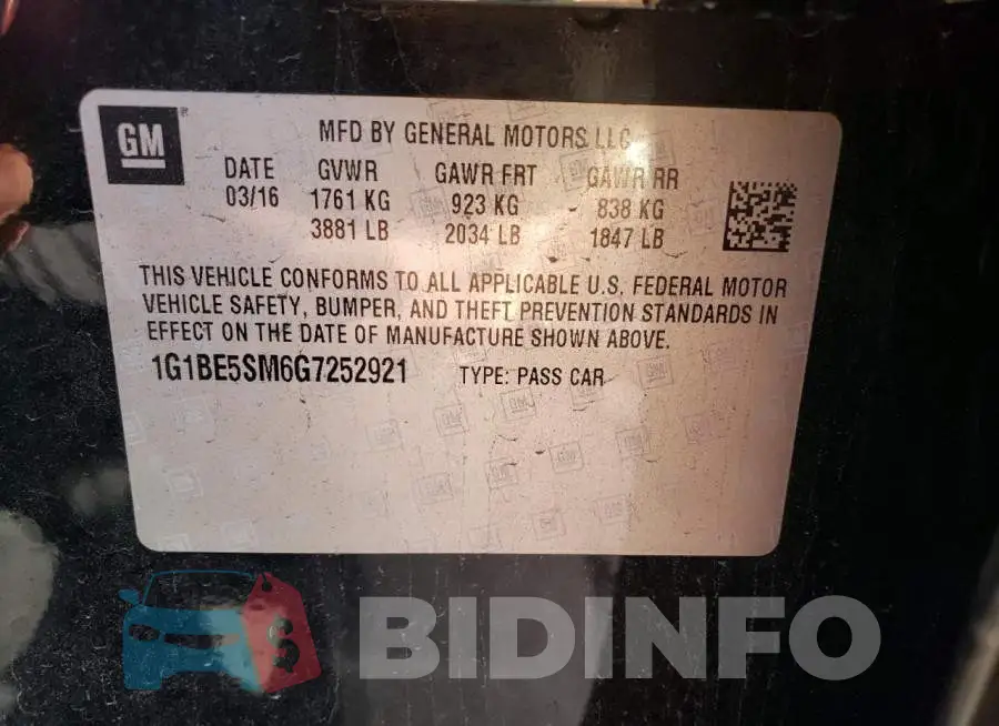 1G1BE5SM6G7252921 Photo# 12