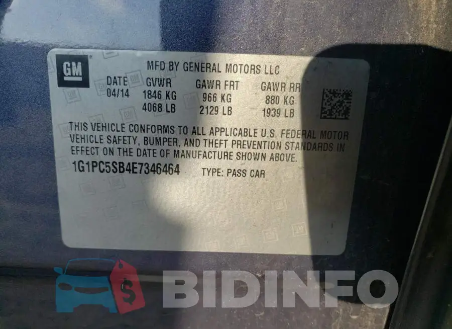 1G1PC5SB4E7346464 Photo# 12