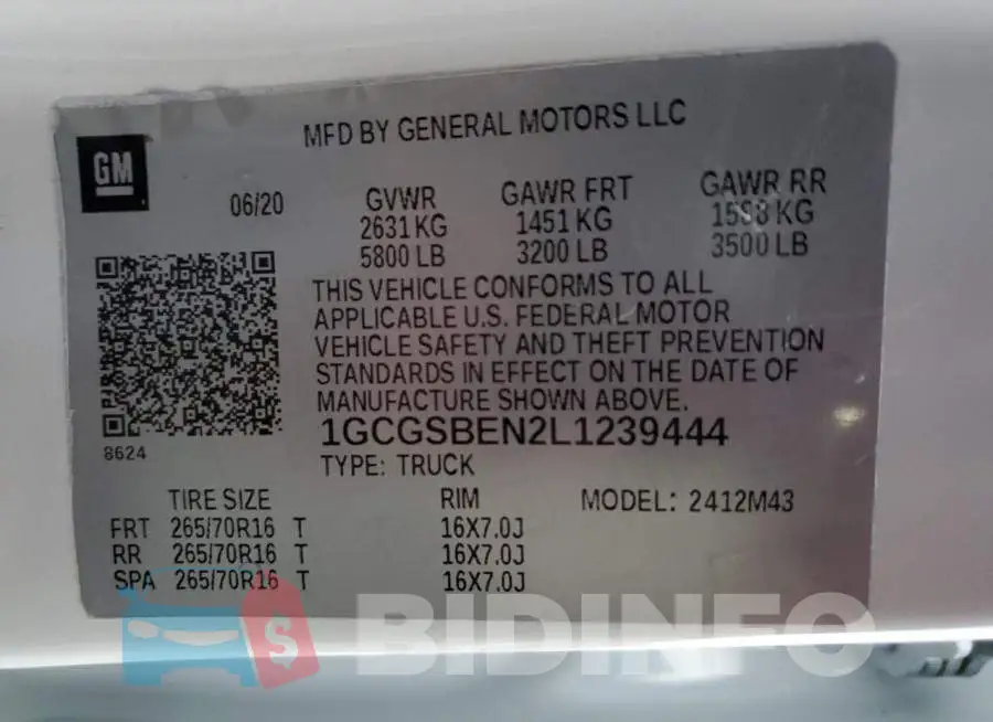 1GCGSBEN2L1239444 Photo# 13