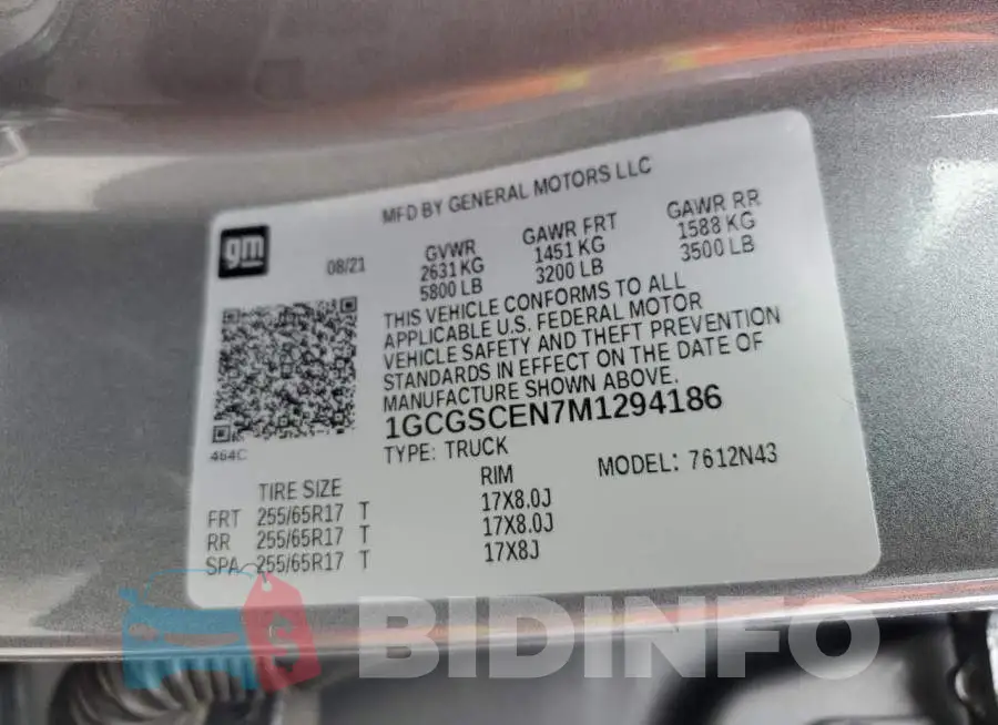 1GCGSCEN7M1294186 Photo# 12