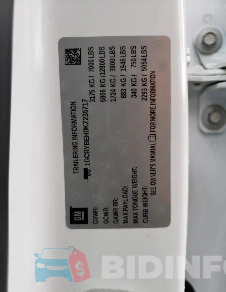 1GCRYBEH0KZ235717 Photo# 12