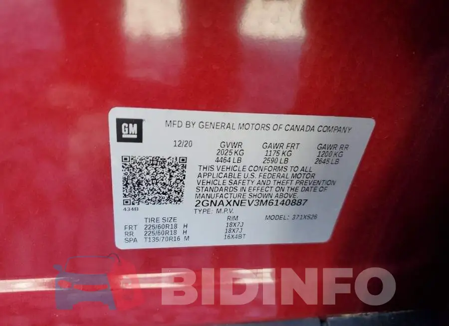 2GNAXNEV3M6140887 Photo# 13