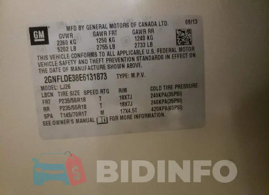 2GNFLDE38E6131873 Photo# 13