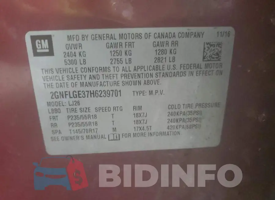 2GNFLGE37H6239701 Photo# 13