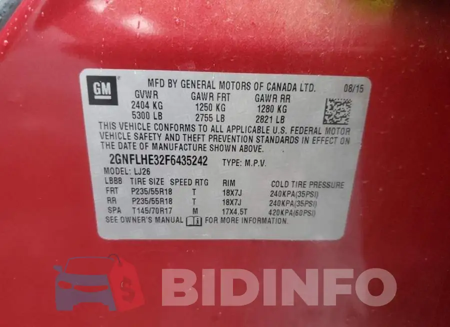 2GNFLHE32F6435242 Photo# 12