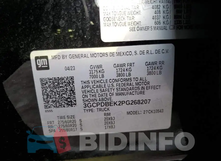 3GCPDBEK2PG268207 Photo# 12