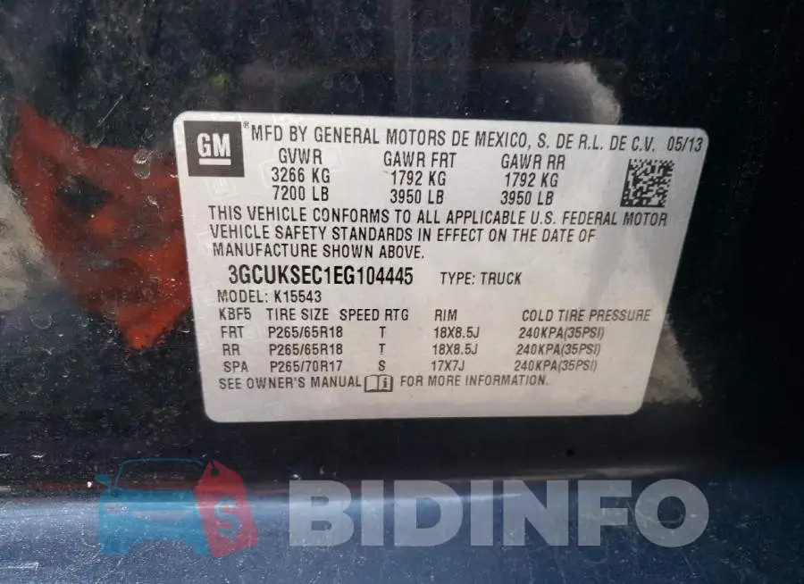 3GCUKSEC1EG104445 Photo# 12