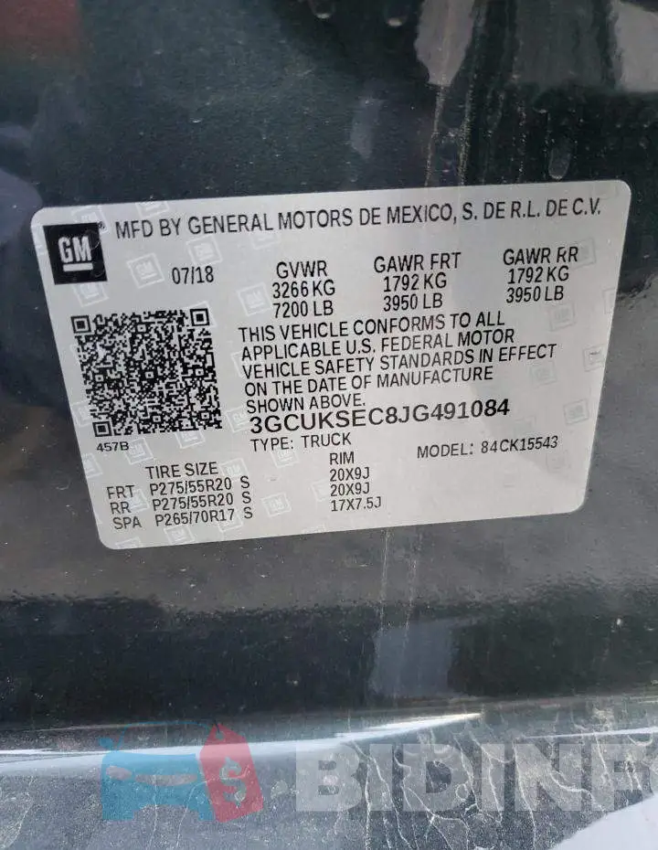 3GCUKSEC8JG491084 Photo# 13