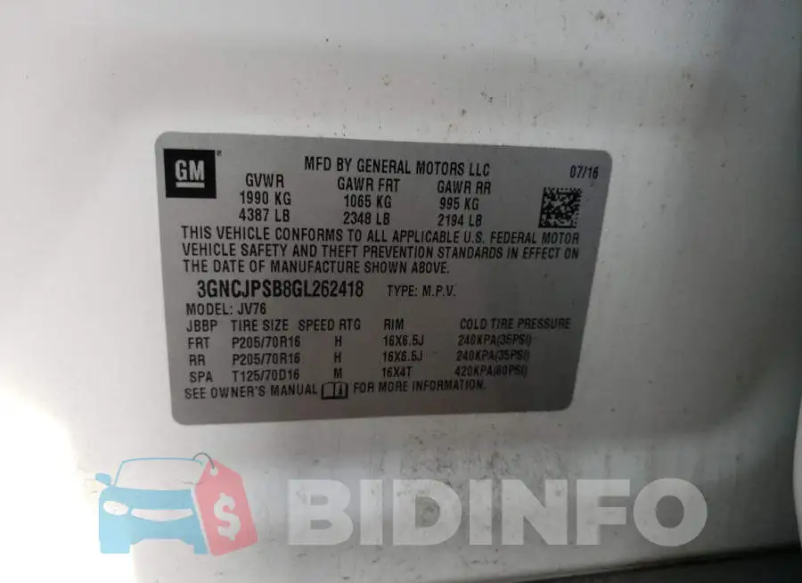 3GNCJPSB8GL262418 Photo# 13