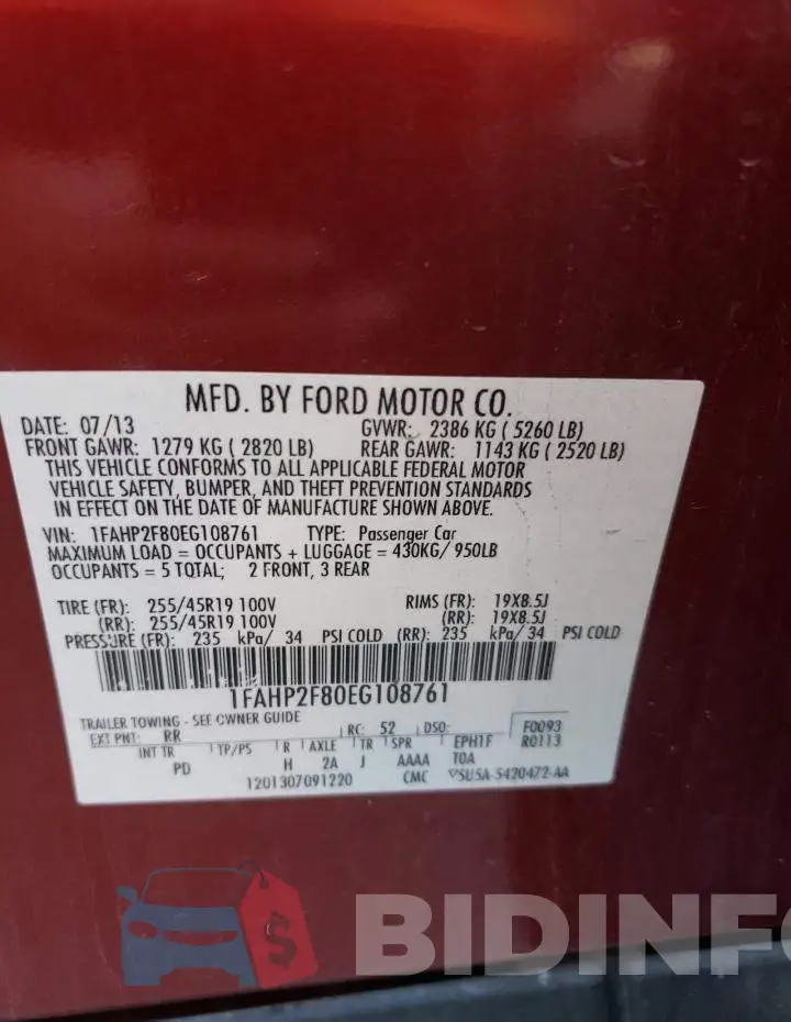 1FAHP2F80EG108761 Photo# 12