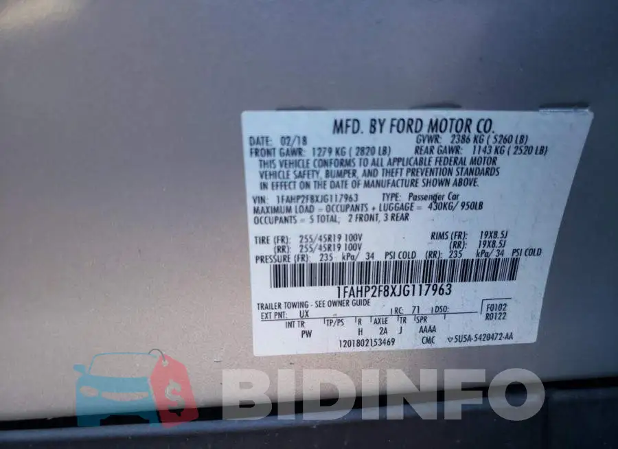 1FAHP2F8XJG117963 Photo# 12