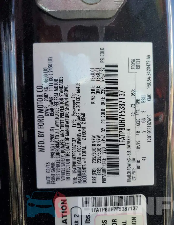 1FATP8UH7F5387137 Photo# 12