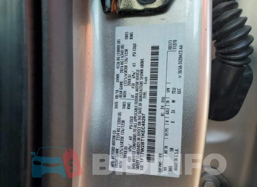 1FT7W2BT1KEC49297 Photo# 12