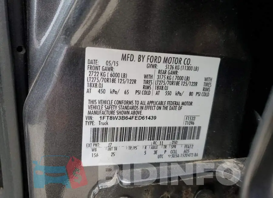1FT8W3B64FED61439 Photo# 12
