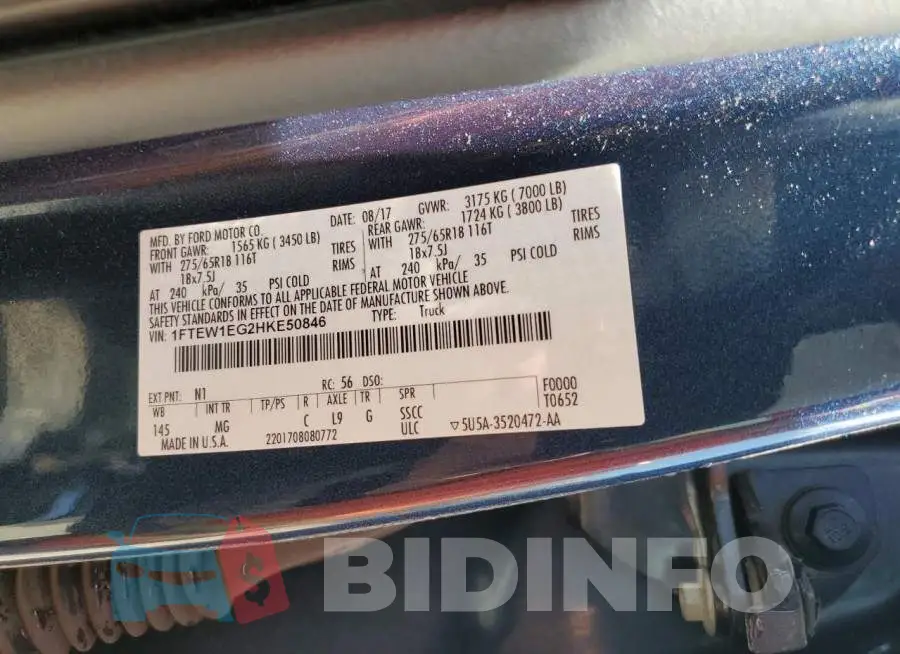 1FTEW1EG2HKE50846 Photo# 12