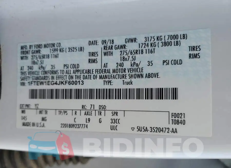 1FTEW1EG4JKF60013 Photo# 12