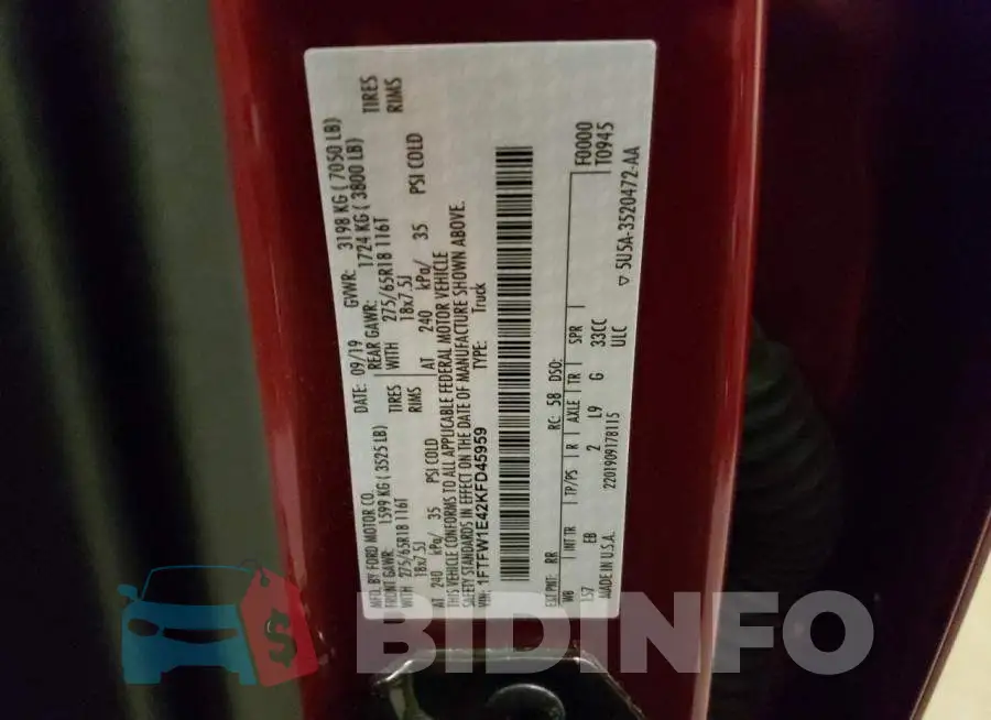 1FTFW1E42KFD45959 Photo# 12
