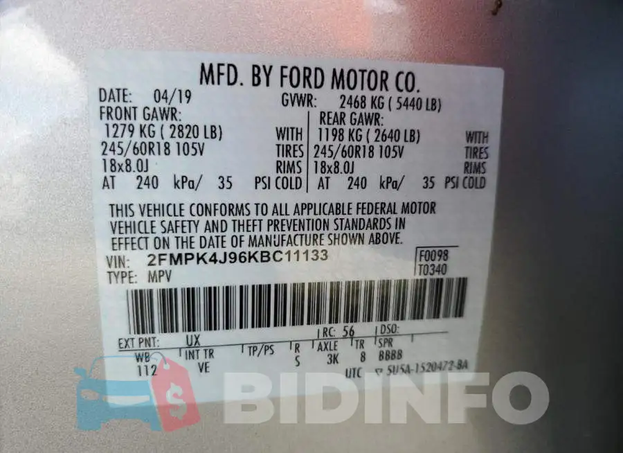 2FMPK4J96KBC11133 Photo# 13