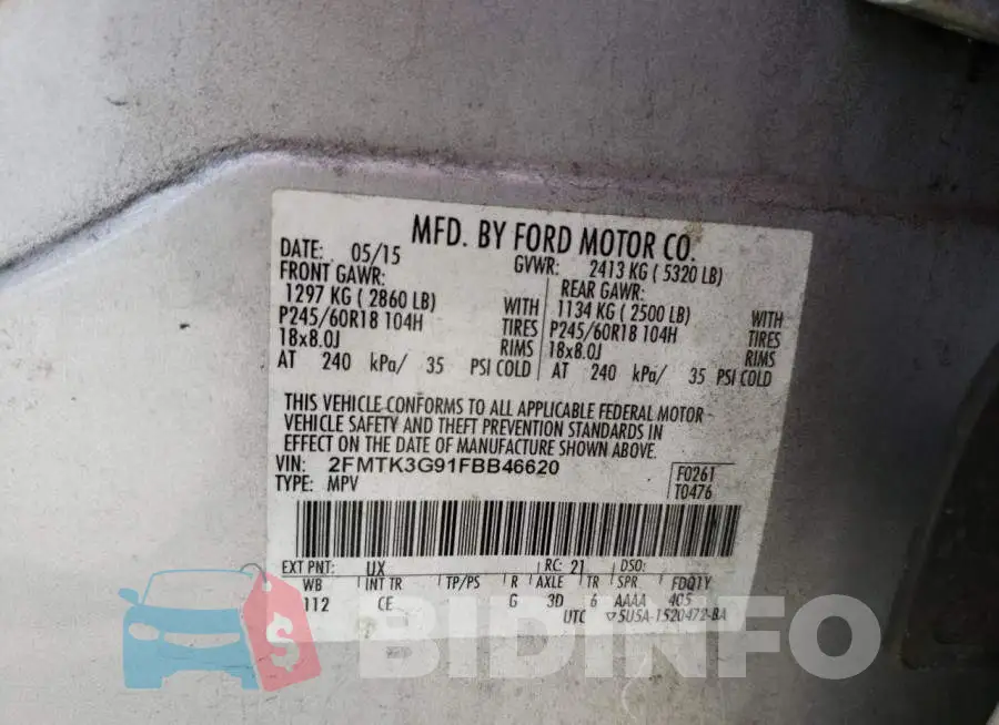 2FMTK3G91FBB46620 Photo# 12