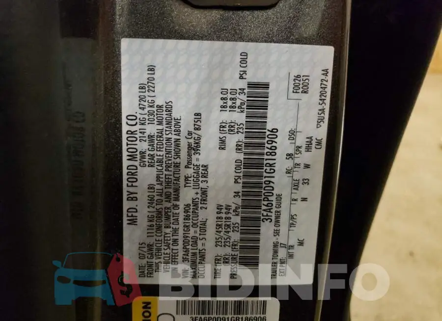3FA6P0D91GR186906 Photo# 12