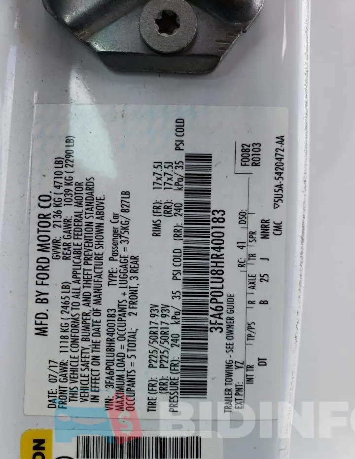 3FA6P0LU8HR400183 Photo# 12
