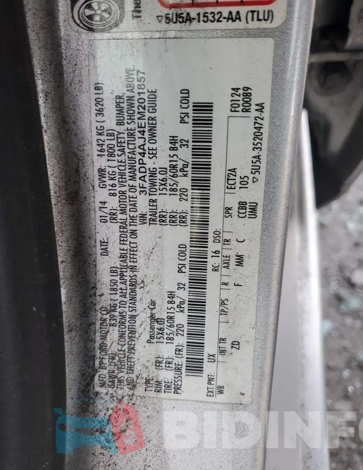 3FADP4AJ4EM201857 Photo# 12