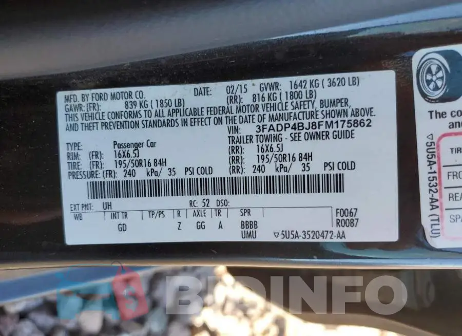 3FADP4BJ8FM175862 Photo# 12
