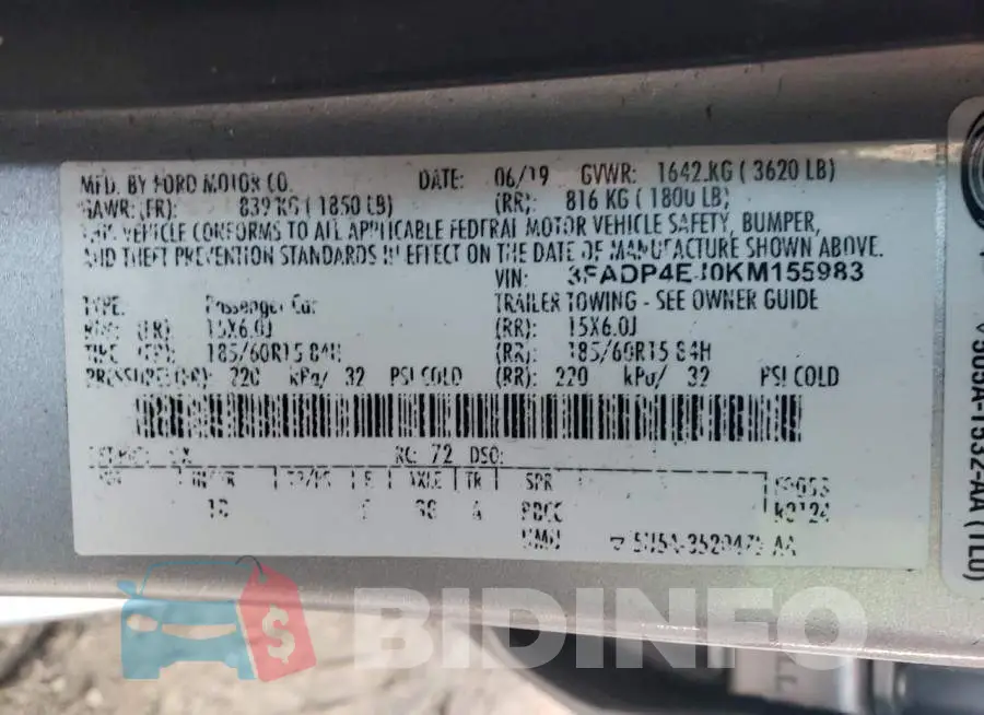 3FADP4EJ0KM155983 Photo# 12