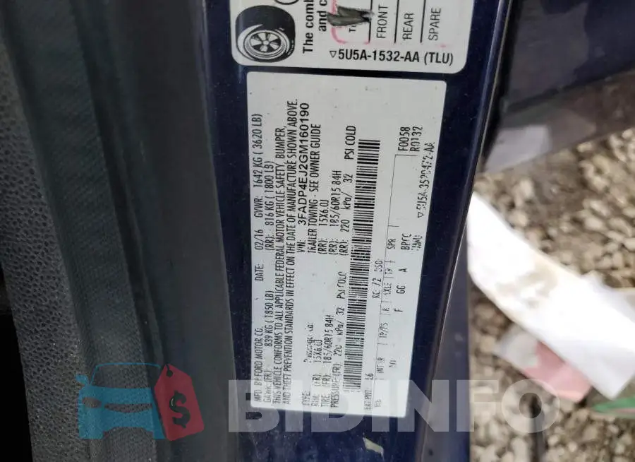 3FADP4EJ2GM160190 Photo# 12