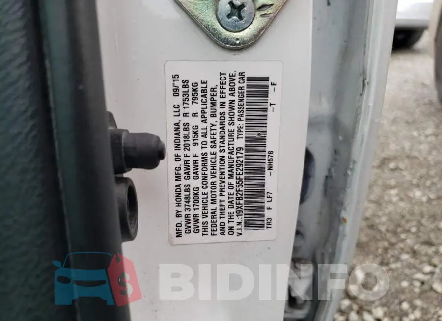 19XFB2F55FE292179 Photo# 12