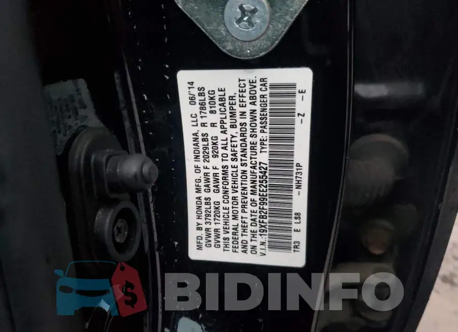 19XFB2F99EE255427 Photo# 12