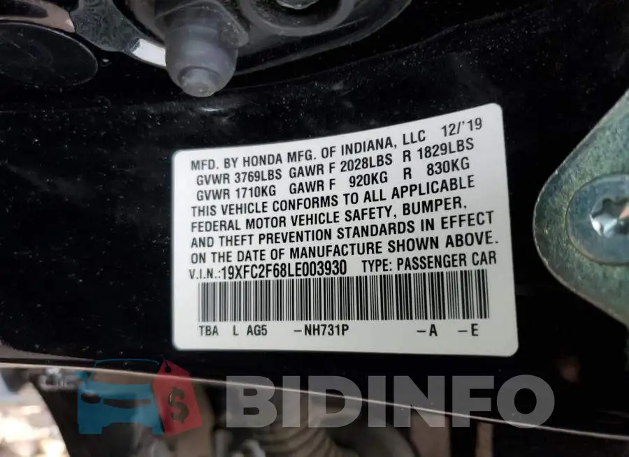 19XFC2F68LE003930 Photo# 12