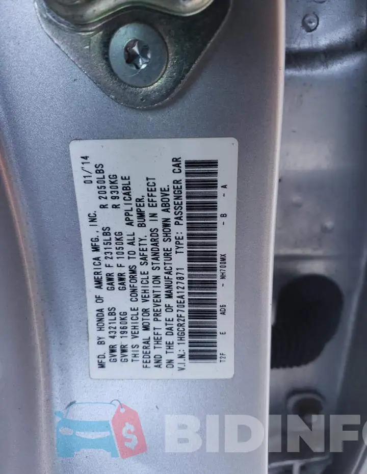 1HGCR2F70EA127871 Photo# 10
