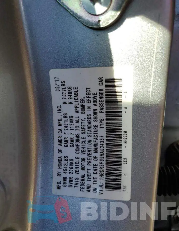 1HGCR3F99HA034357 Photo# 12