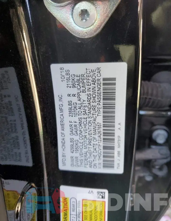 1HGCV1F12JA267657 Photo# 12