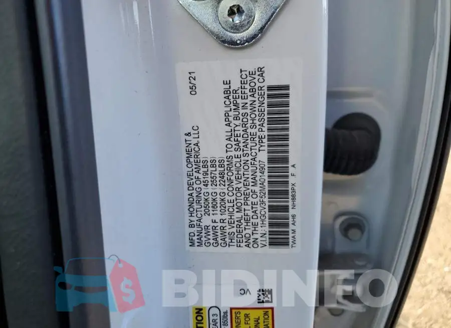 1HGCV3F52MA014907 Photo# 12