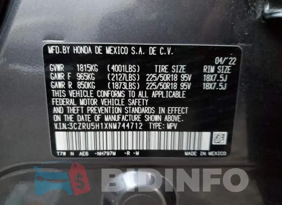 3CZRU5H1XNM744712 Photo# 13