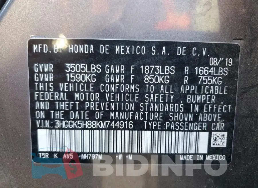 3HGGK5H88KM744916 Photo# 12