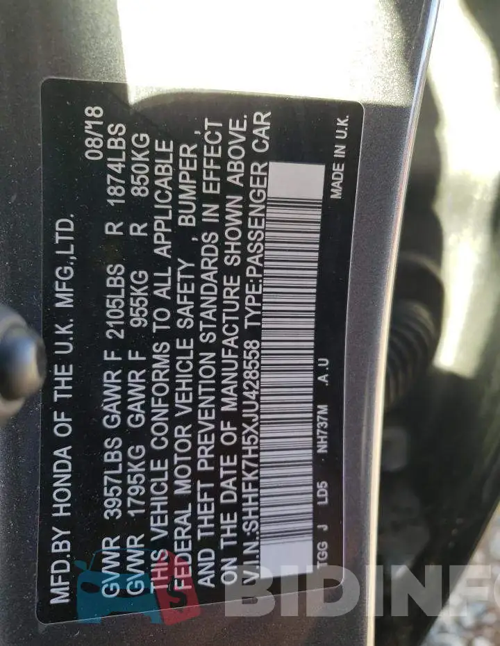 SHHFK7H5XJU428558 Photo# 10