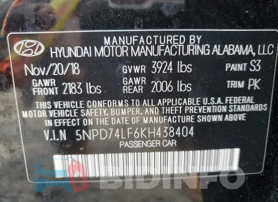 5NPD74LF6KH438404 Photo# 12