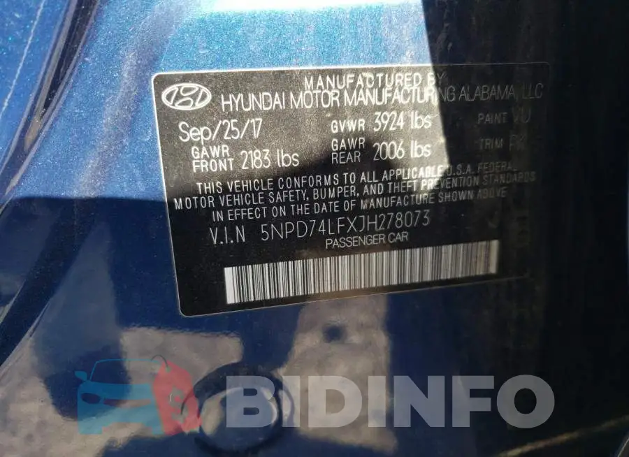 5NPD74LFXJH278073 Photo# 12