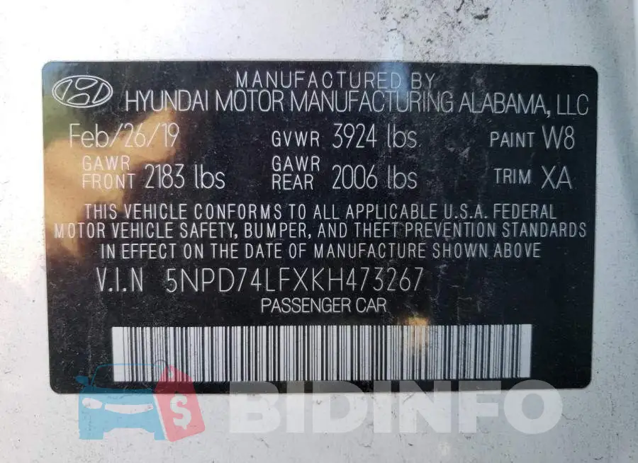 5NPD74LFXKH473267 Photo# 12