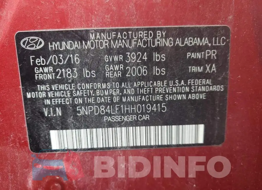 5NPD84LF1HH019415 Photo# 12