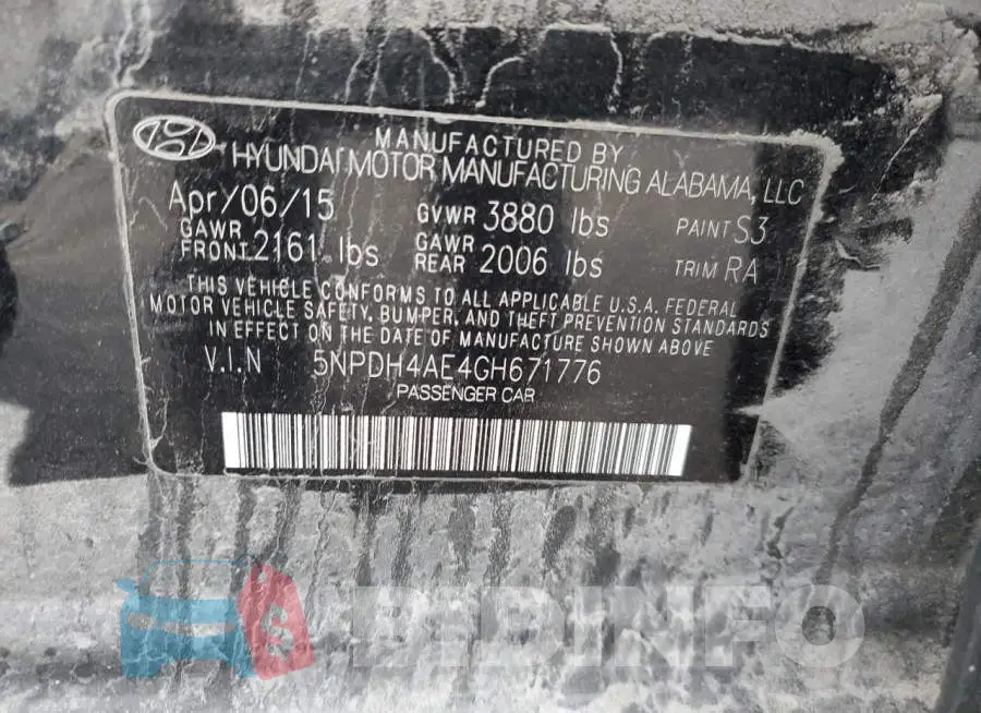 5NPDH4AE4GH671776 Photo# 12