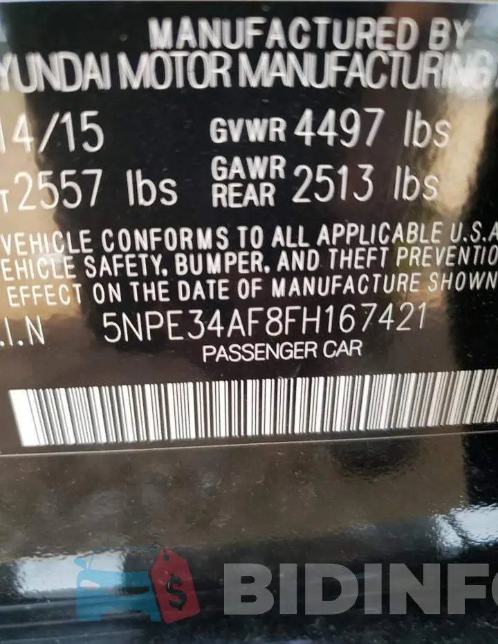 5NPE34AF8FH167421 Photo# 12