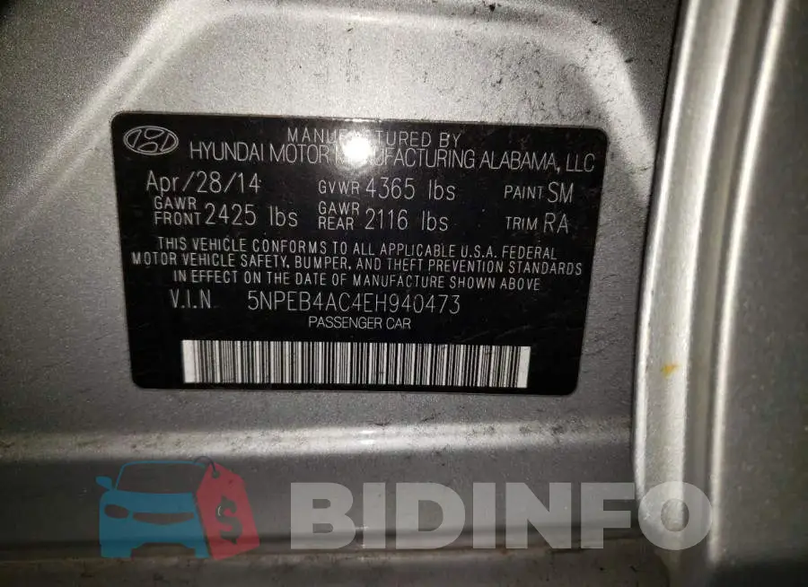 5NPEB4AC4EH940473 Photo# 12